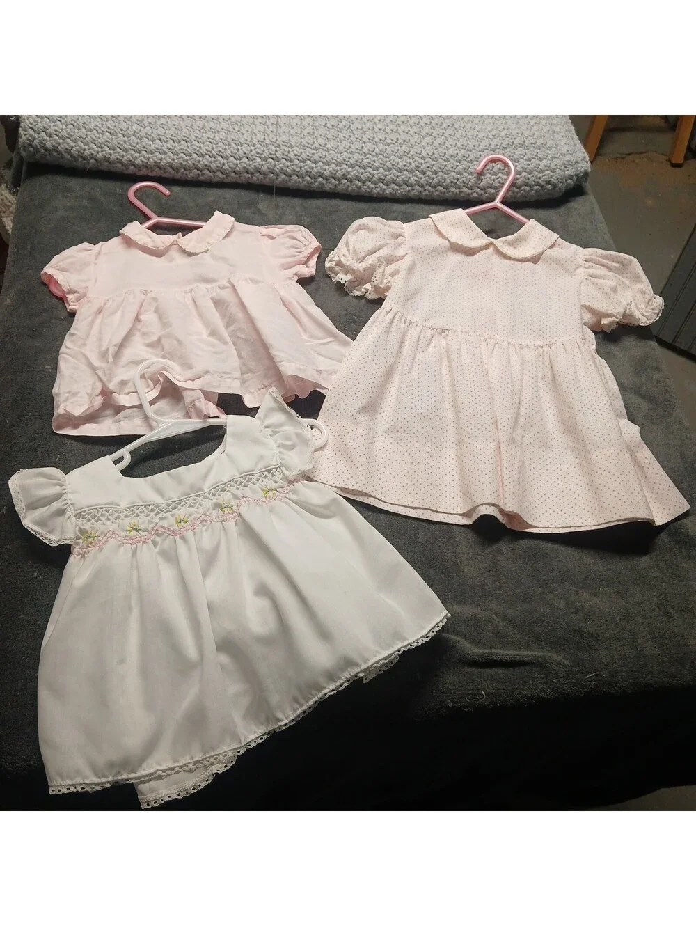 Lot Of 3 Vintage Baby Dresses Various Sizes